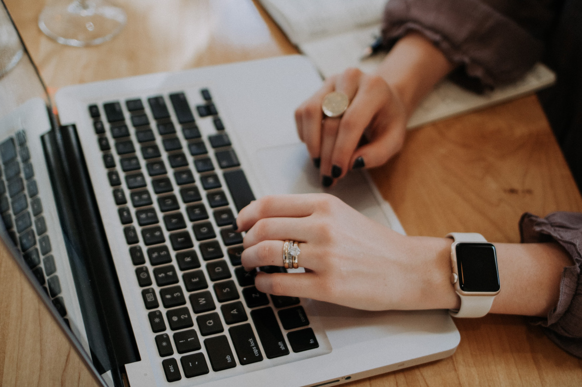 Digital Copywriter at work with a laptop