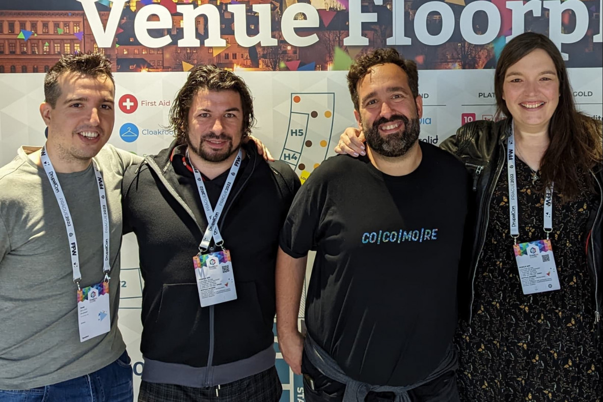 José Bellido, Enno Langelotz, Jesús Sanchez Balsera and Manuela Meier at the DrupalCon Prague 2022