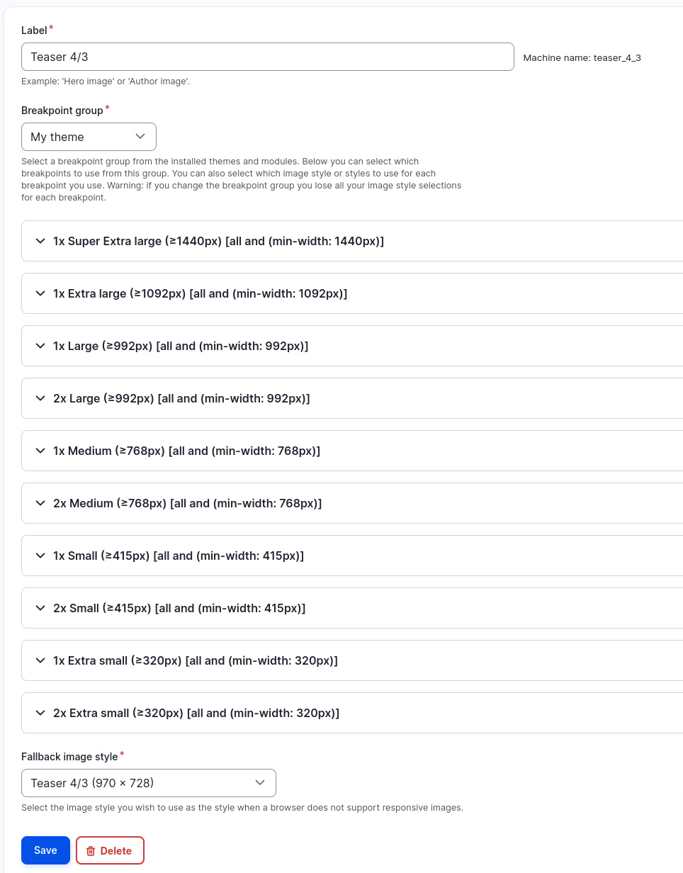 Responsive image styles and breakpoints